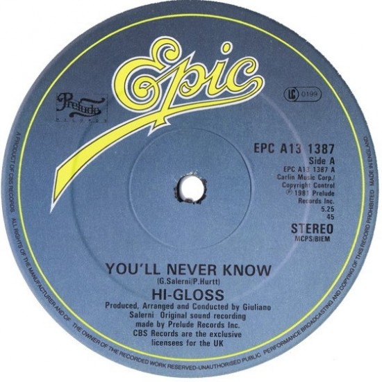 Hi-Gloss ‎"You'll Never Know" (12")