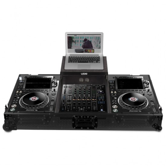 UDG Ultimate Flight Case Set Pioneer CDJ-3000/A9 Black Plus (Bandeja para Portátil y Ruedas)