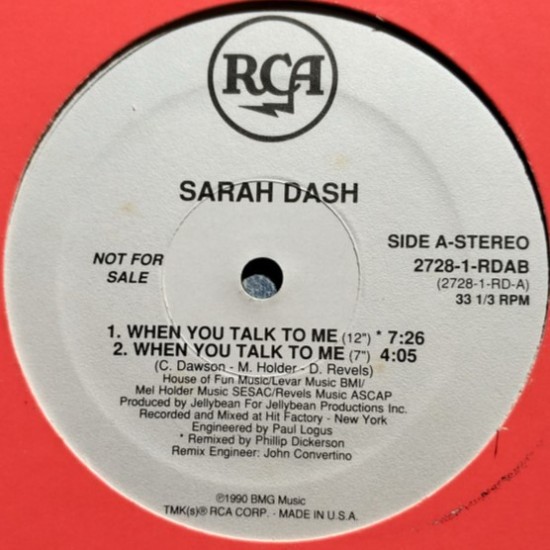 Sarah Dash ‎"When You Talk To Me" (12" - Promo)