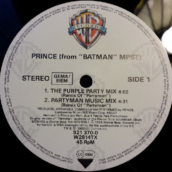 Prince ‎"Partyman (Remixes)" (12")