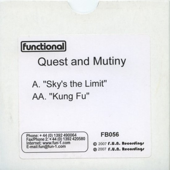 DJ Quest And DJ Mutiny "Sky's The Limit / Kung Fu"  (CD - Promo)