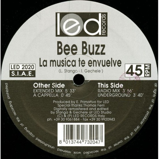 Bee Buzz ‎''La Musica Te Envuelve'' (12") 