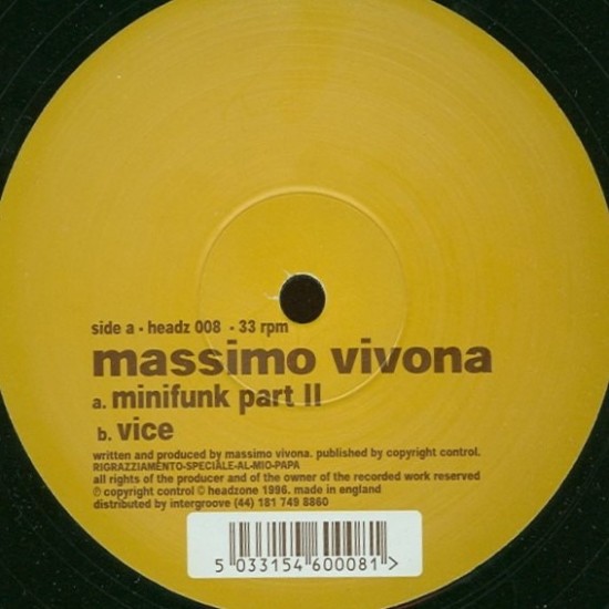 Massimo Vivona ‎"Minifunk Part II / Vice" (12")