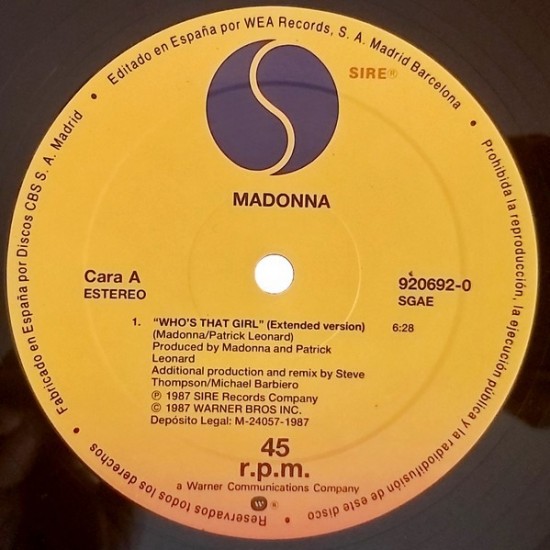 Madonna ‎"Who's That Girl" (12")