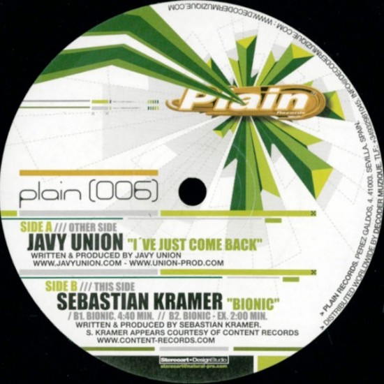 Javy Unión / Sebastian Kramer ‎- I've Just Come Back / Bionic (12")